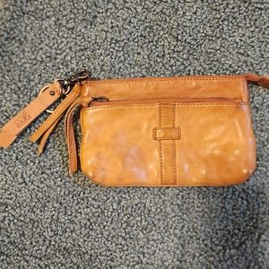 The Frye Company brown distressed leather wristlet